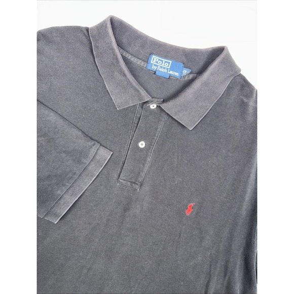 Polo Ralph Lauren Men's‎ 2XLT Black Short Sleeve Polo Shirt Big & Tall Red Pony - Picture 1 of 5